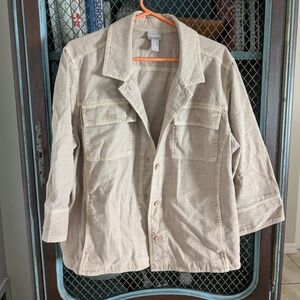 Chico's size 3 100% cotton jacket 3/4 length sleeve
